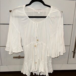 Meshki White Ruffle Blouse